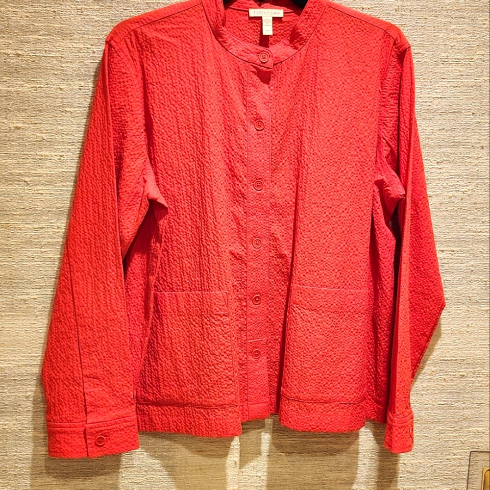 Eileen Fisher orange cotton jacket. New.